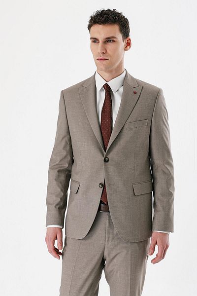 İmza Camel Filafil Swallow Collar Double Slit 6 Drop Slim Slim Fit Classic Suit1001240162
