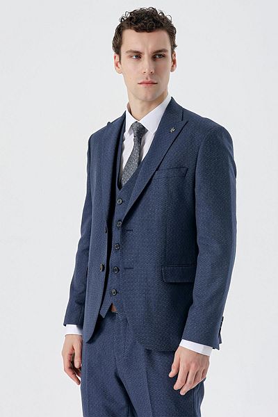 İmza Dark Navy Blue Swallow Collar Vest 6 Drop Slim Fit Slim Fit Classic Suit1001235168