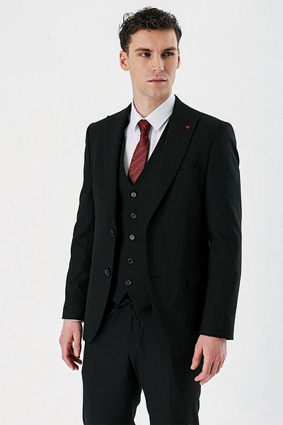 İmza Black Swallow Collar Vest Lycra 6 Drop Slim Fit Slim Fit Classic Suit1001240167