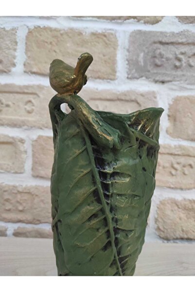 MG Polyester Bird Leaf Pattern Gold Leaf Vase 28,5cm