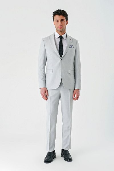İmza Gray Slim Fit Knitted Suit - 6 Drop, Swallow Collar, Slim Fit 1001240112