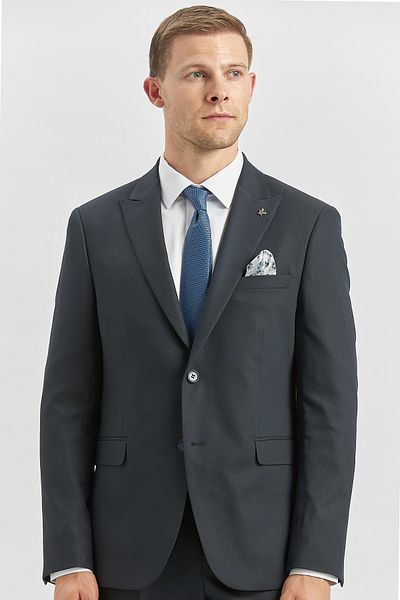 İmza Dark Navy Patterned - Lycra Swallow Collar Slim Fit Suit1001240172