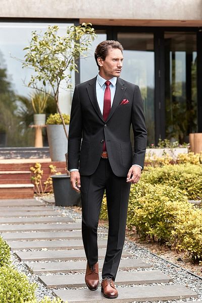 İmza Black Striped Slim Fit Lycra Lined Mono Collar Suit -1001240171