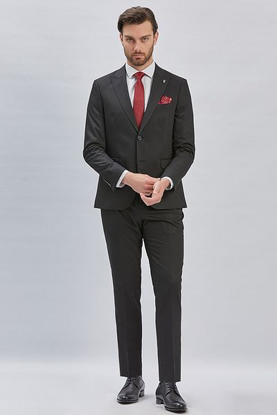 İmza Black Plain Cloth Leg 6 Drop Slim Fit Classic Flexible Suit 1001240173