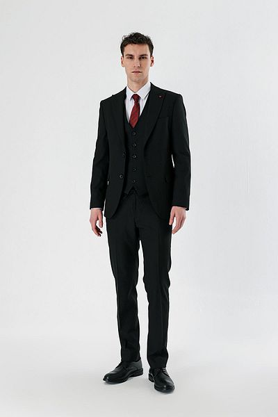 İmza Black Swallow Collar Vest Lycra 6 Drop Slim Fit Slim Fit Classic Suit1001240167
