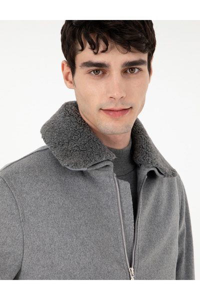 Pierre Cardin Gri Yün Karışımlı Regular Fit Kaşe Mont 50293328-VR024