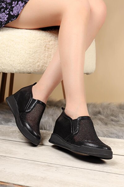 Birikon File Gizli Dolgu Ayakkabı SİYAH