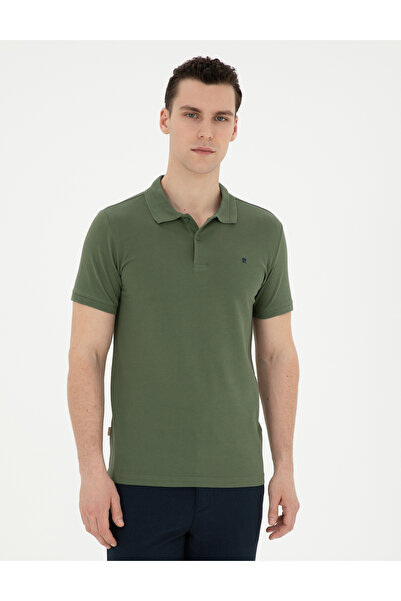 Pierre Cardin Μπλουζάκι Basic με λαιμόκοψη πόλο 100% βαμβακερό χακί 50291625-...
