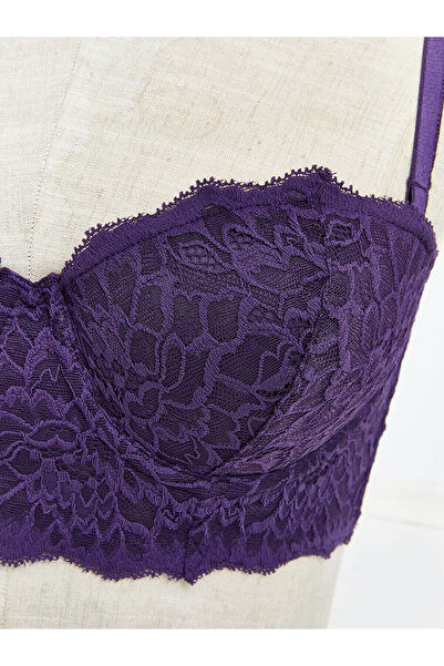 LC Waikiki Plum Underwire Unpadded Lace Strapless Bra