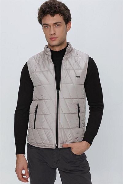 İmza Vestă pufă casual matlasată cu guler antracit închis1009225153