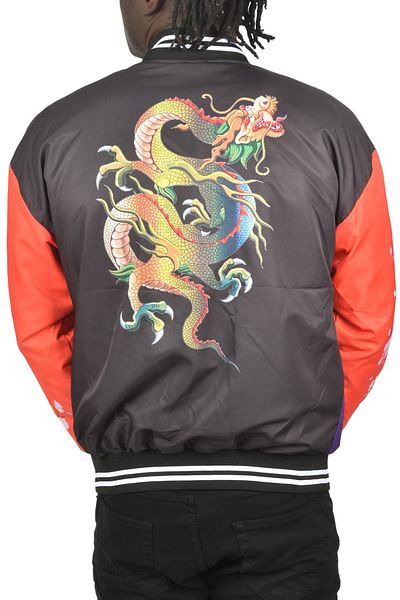 Rizz up Men's Purple Digital Printed Back Dragon Pattern Waterproof and Windproof Thin Coat Raincoat 2304786