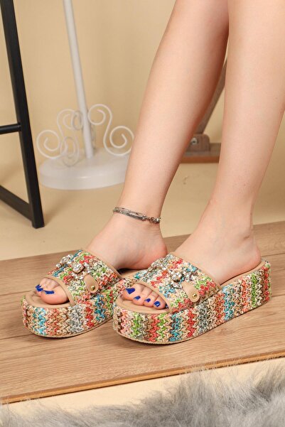 Birikon Килимкові капці з каменем MULTİ