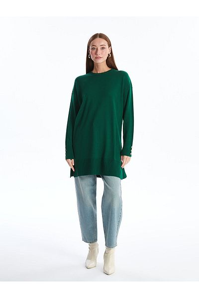 LC Waikiki Lw - Crew Neck tömör hosszú ujjú női kötöttáru tunika