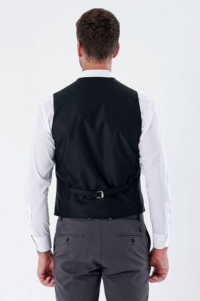 İmza V-Neck Black Classic Vest -1009235106