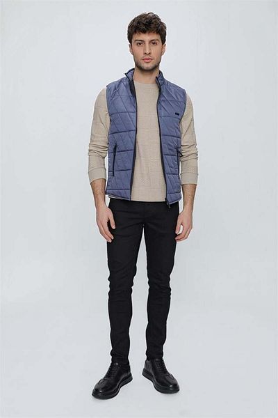 İmza Vestă pufă casual matlasată cu guler albastru Indigo 1009225153