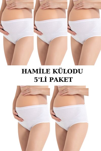 Arma Yıldız Συσκευασία με 5 λευκά ψηλόμεσα εσώρουχα εγκυμοσύνης 100% βαμβάκι