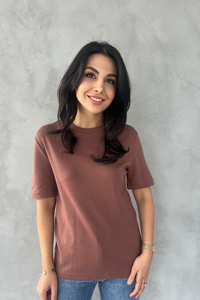 Seda Yalçın Atelier Brown Short Sleeve Basic T-Shirt