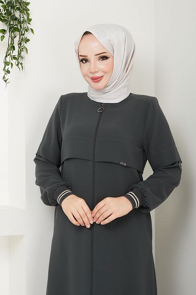 SARİAL GİYİM Anthracite Grey New Season Summer Ferace - Sports Style και Ribbed