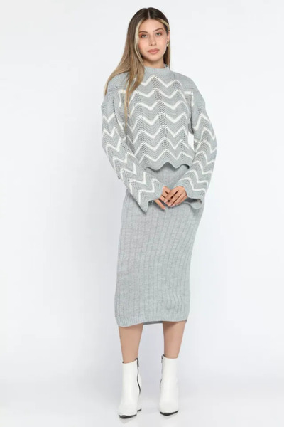 Trade Bazaar Rochie bluză cu model Combinație de tricotaje Set de două piese