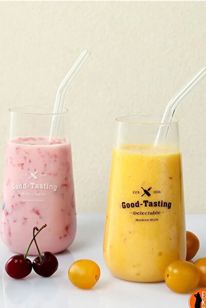 ERKUGO 12-Piece Glass Straw and Straw Cleaning Brush, Thick Glass Straw