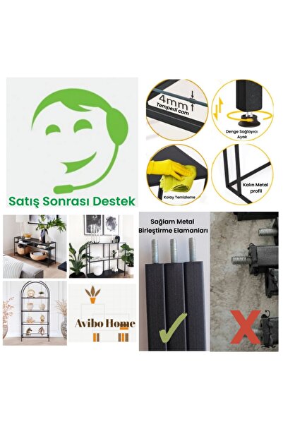 Home Dali Siyah Köşe Kitaplık Dekoratif Aksesuar Rafı Mutfak Rafı 40 cm Füme Camlı