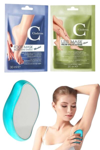 Nadom 3'lü Set Ayak Bacak Peeling Kil Bakım Maske Kristal Epilasyon Taşı Ağda...