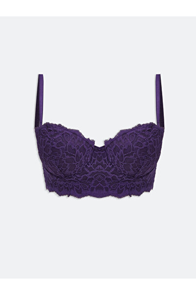 LC Waikiki Plum Underwire Unpadded Lace Strapless Bra