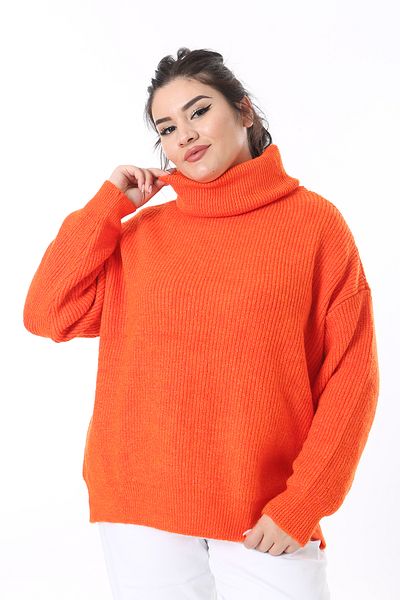 Orange turtleneck sweater plus size clearance