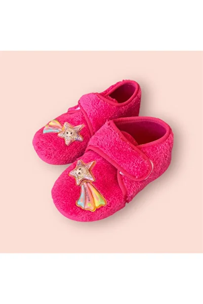AkınalBella Akinalbella Girl's Pink Plush Slippers - Lighted and Velcro Home Shoes
