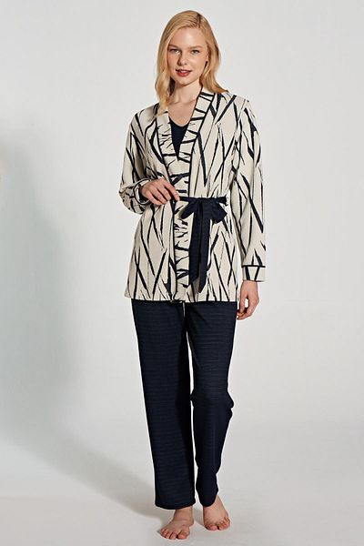 Feyza Set de damă jacquard din 3 piese bleumarin - C1T1N1O5