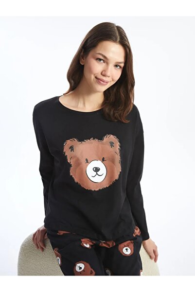 LC Waikiki Set de pijamale pentru femei LCW Young cu imprimeu negru