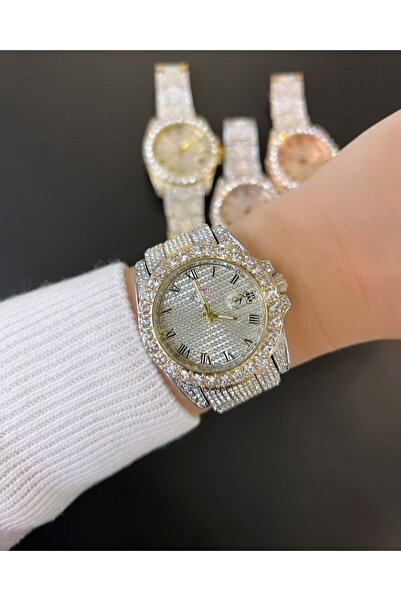 ÇENÇEN Unısex Yüksek Kalite Full  Taşlı Patek Çelik Kordon Saat