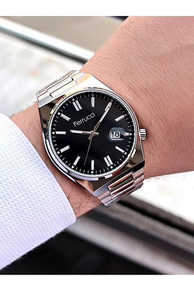 Ferrucci Tsuyosa Model Men's Wristwatch - Steel Cord, Calendar Dial, 30 Mt Water Resistant Efc.03223.1
