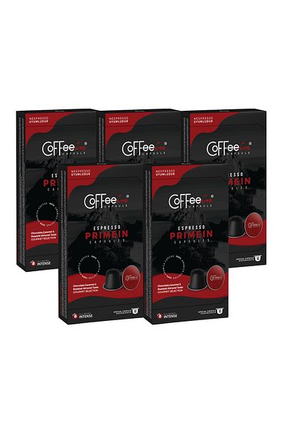 Coffeein Espresso Primein Aluminum (Nespresso Compatible) Coffee Capsule 5X10 Advantageous Package