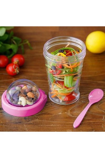 SAVA HOME COLLECTİON Sava Home ®   Taken Go Practical Portable Fruit Yogurt Container with Lid and Spoon