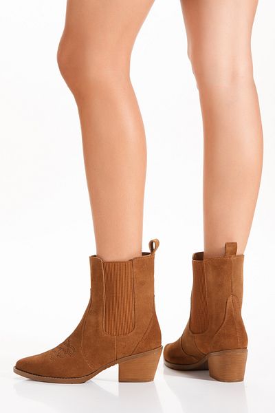 PASSAGE SHOES Дамски ботуши от естествена велур, уестърн, Sugero 5103