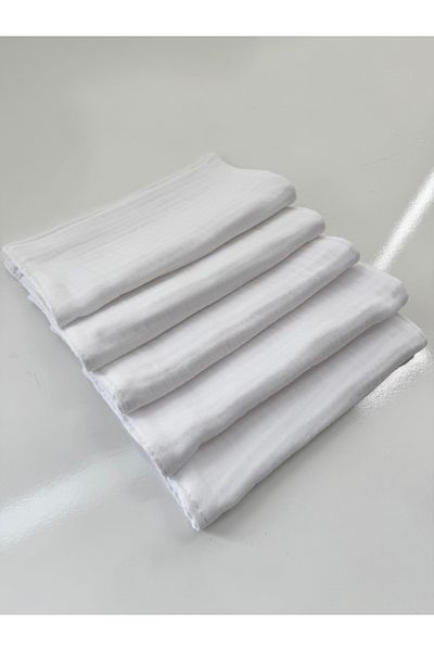 Jaju Baby 5 Pieces 100% Organic Cotton 4 Layer Muslin Shoulder Cover - Mouth-Back Wipes