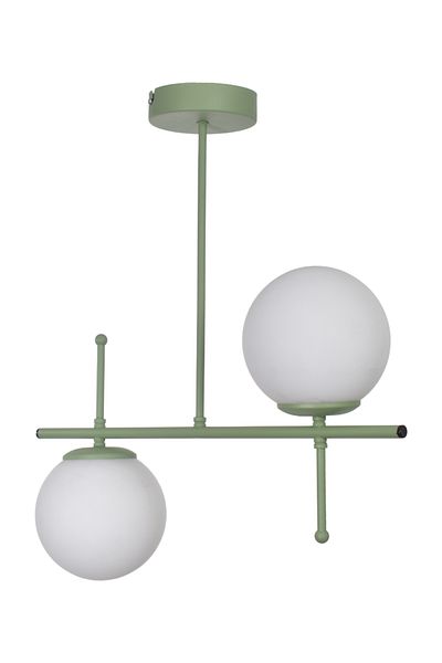 Modavize Feris Modern Design Living Room Kitchen Bedroom Green Color White Glass 2-Piece Chandelier