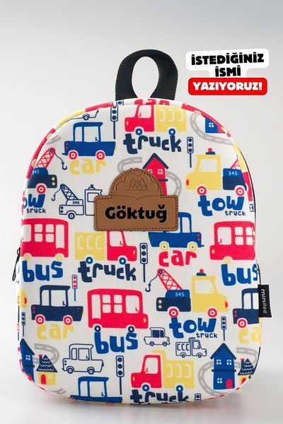 Minilee [with the Name You Want] - Work Cars 0-8 Years Old - Kids Kindergarten, Nursery Backpack
