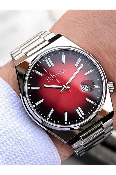 Ferrucci Tsuyosa Model Steel Cord Calendar Dial 30 Mt Water Resistant Men's Wristwatch Efc.03223.8
