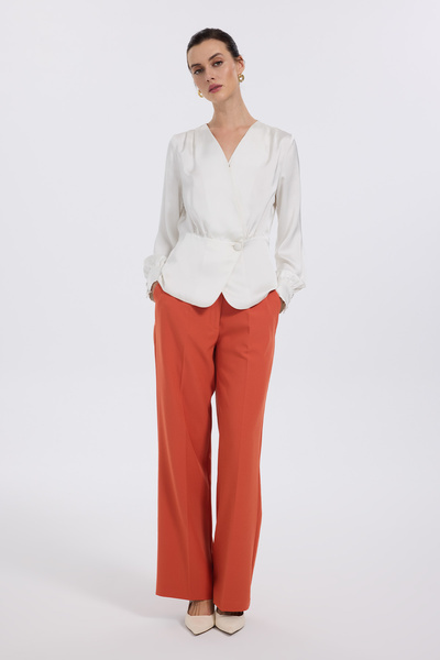 Ekol Блуза з V-подібним вирізом та одним ґудзиком