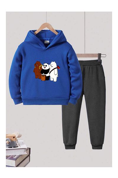 Heybely Kids Kafadar Bears Printed Children's Tracksuit Set 2 Thread Raster