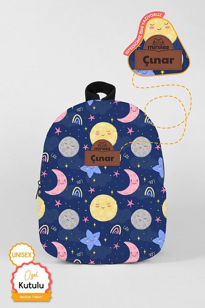 Minilee [with the Name You Want] - Space Travel 0-8 Years Old - Kids Kindergarten, Nursery Backpack
