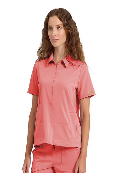 Brl Üniforma Bluză medicală cu guler polo, buzunar unic, fermoar ascuns - Doc...