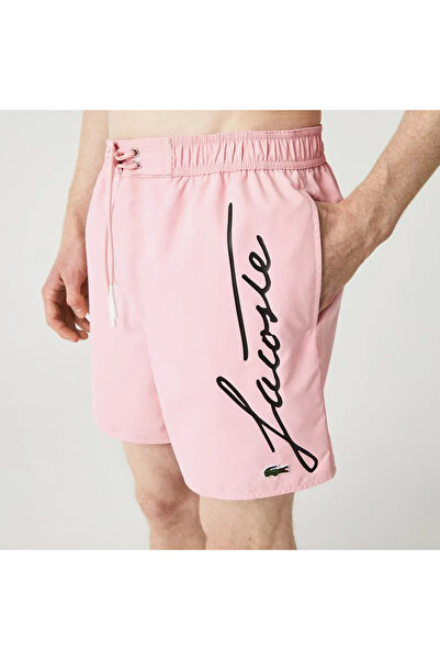 Lacoste Erkek Baskılı Pembe Mayo Şort
