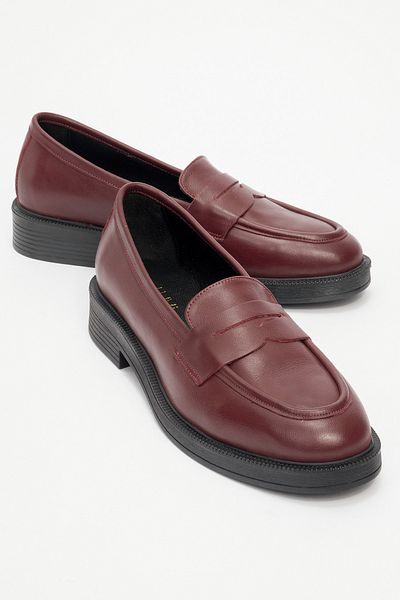 LuviShoes PLINE Claret Red Skin Damen-Loafer-Schuhe aus echtem Leder