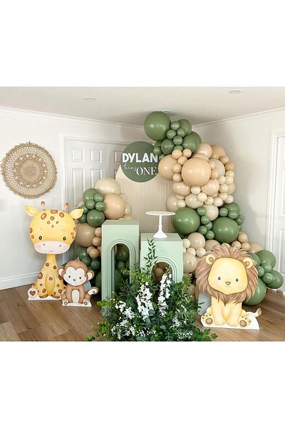 eğlencemarketi Retro Eucalyptus and Sea Sand Balloon Chain 100 Pcs