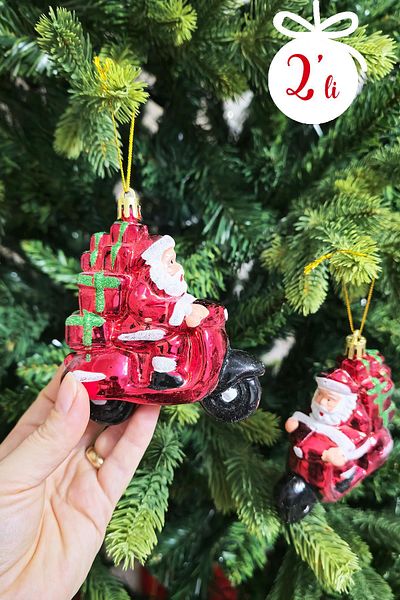 PEKSHOP Santa Claus 2 Pack - Μοτοσικλέτα, Πρωτοχρονιάτικο Δέντρο Στολίδι Πεύκο Συσκευασμένο Δώρο