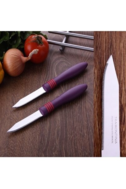 Pinkev Tramontina 2 Adet Lazer Tırtıklı Kısa Meyve Soyma Bıçağı - Mor