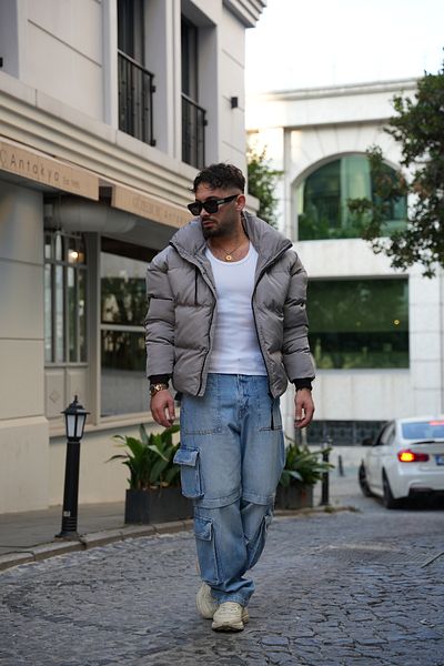 MODAEMAS Ανδρικό πουπουλένιο παλτό - Κρυφή κουκούλα